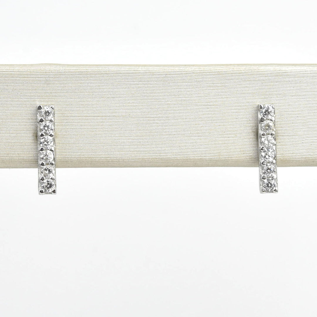 Crystal Encrusted Bar Studs - Goldmakers Fine Jewelry