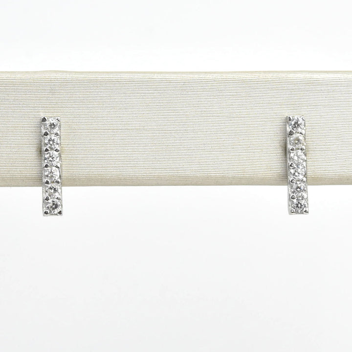 Crystal Encrusted Bar Studs - Goldmakers Fine Jewelry