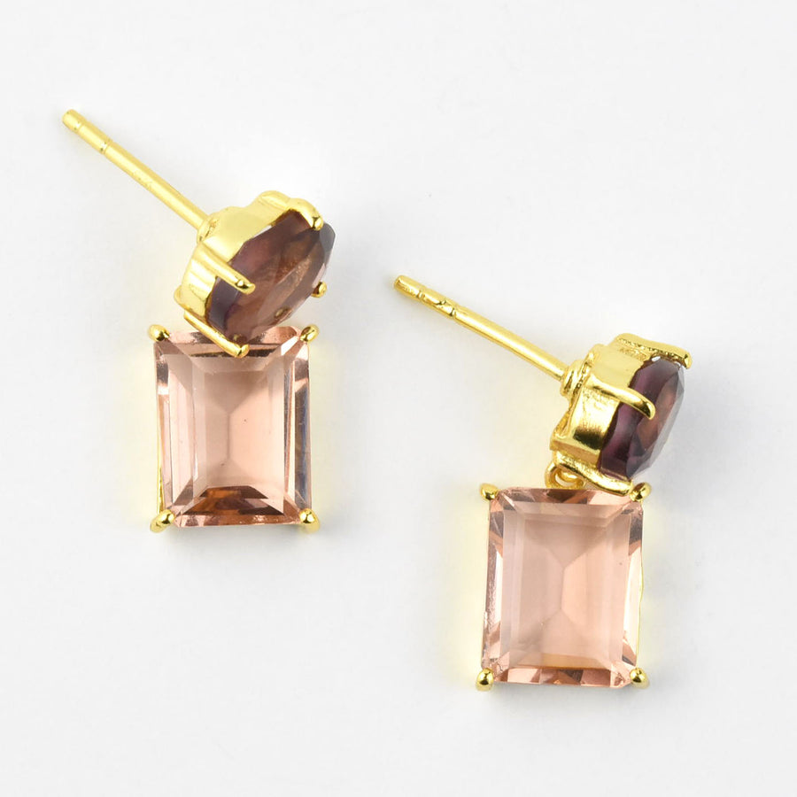 Amy Morganite and Garnet Earrings - Goldmakers Fine Jewelry