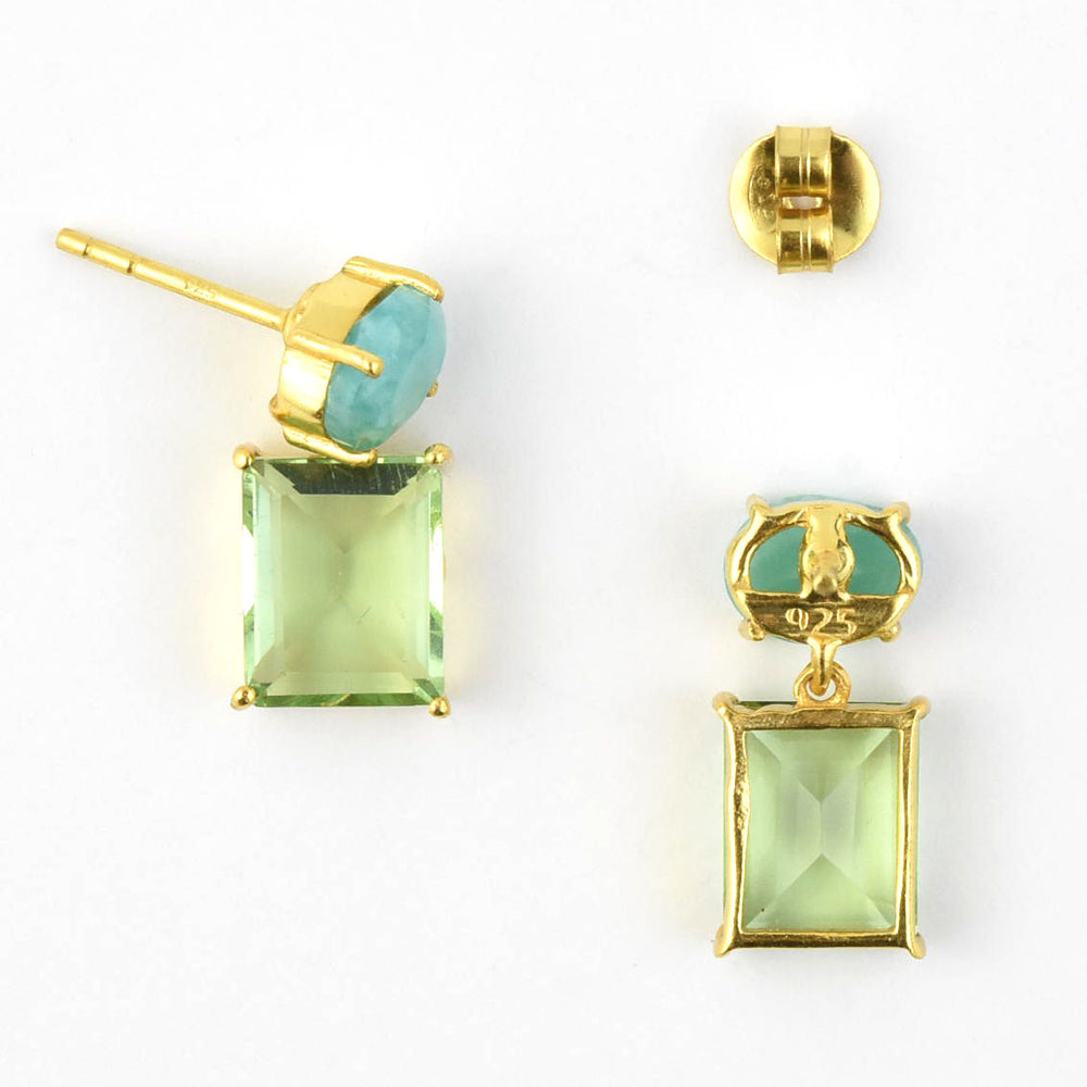 Anca Amazonite and Green Quartz Earrings - Goldmakers Fine Jewelry