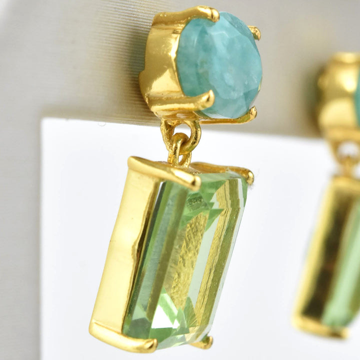 Anca Amazonite and Green Quartz Earrings - Goldmakers Fine Jewelry