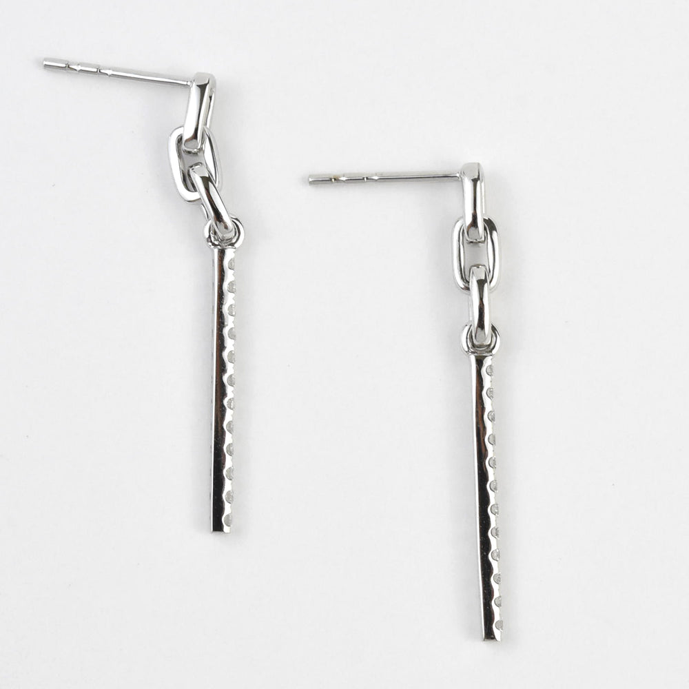 Pave Diamond and White Gold Chain Dangles - Goldmakers Fine Jewelry