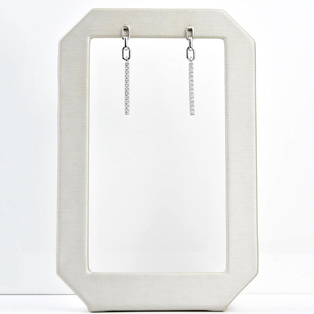 Pave Diamond and White Gold Chain Dangles - Goldmakers Fine Jewelry