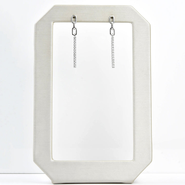 Pave Diamond and White Gold Chain Dangles - Goldmakers Fine Jewelry