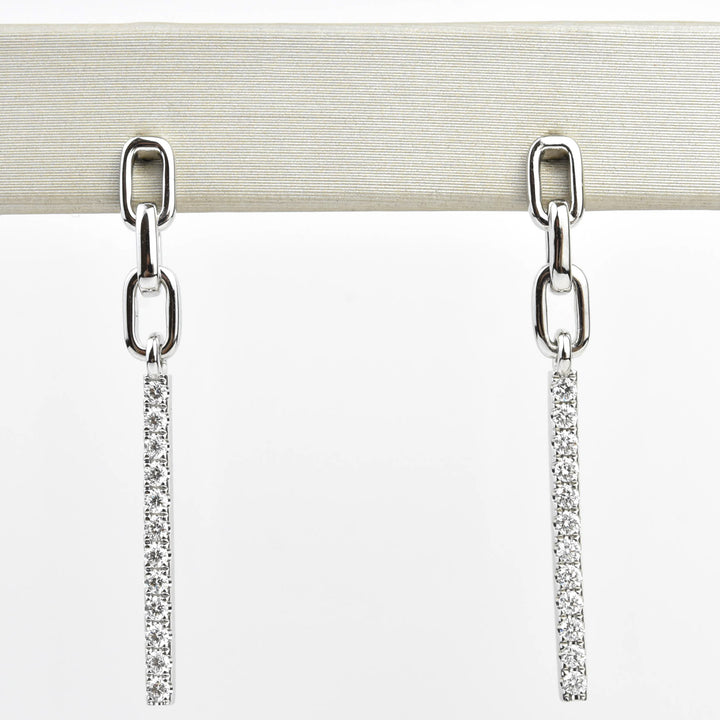 Pave Diamond and White Gold Chain Dangles - Goldmakers Fine Jewelry