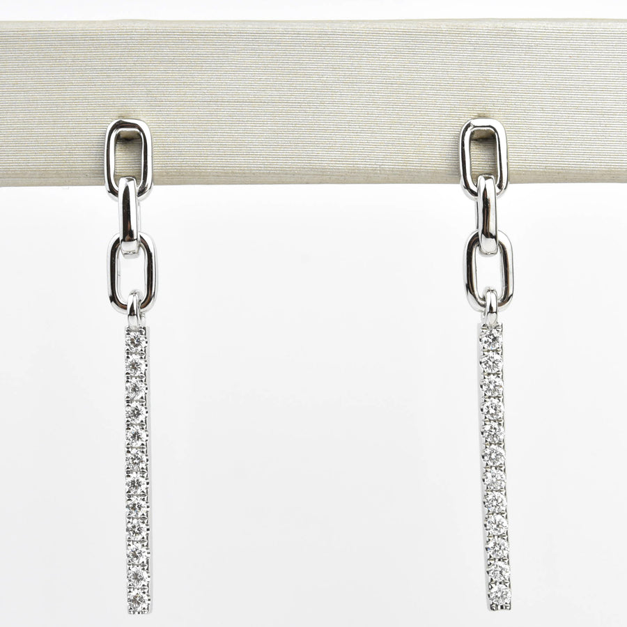 Pave Diamond and White Gold Chain Dangles - Goldmakers Fine Jewelry