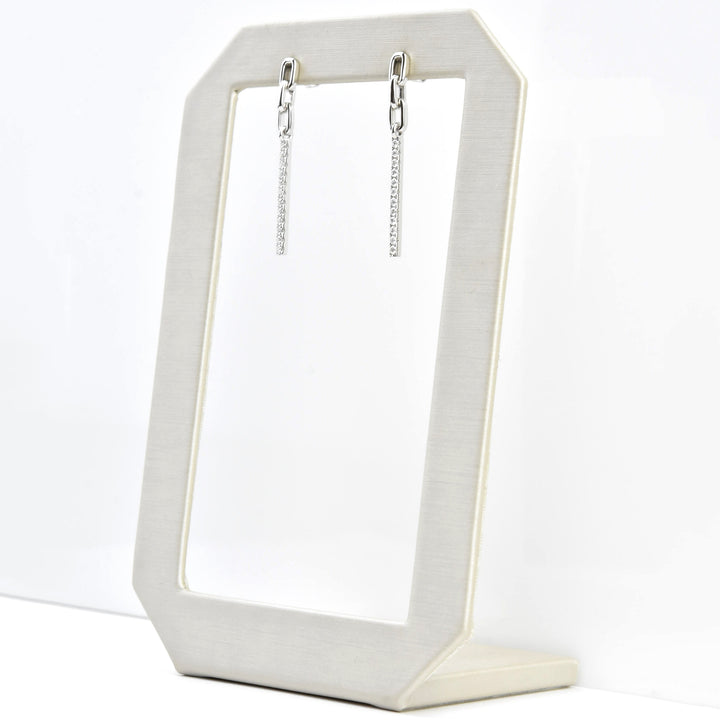 Pave Diamond and White Gold Chain Dangles - Goldmakers Fine Jewelry