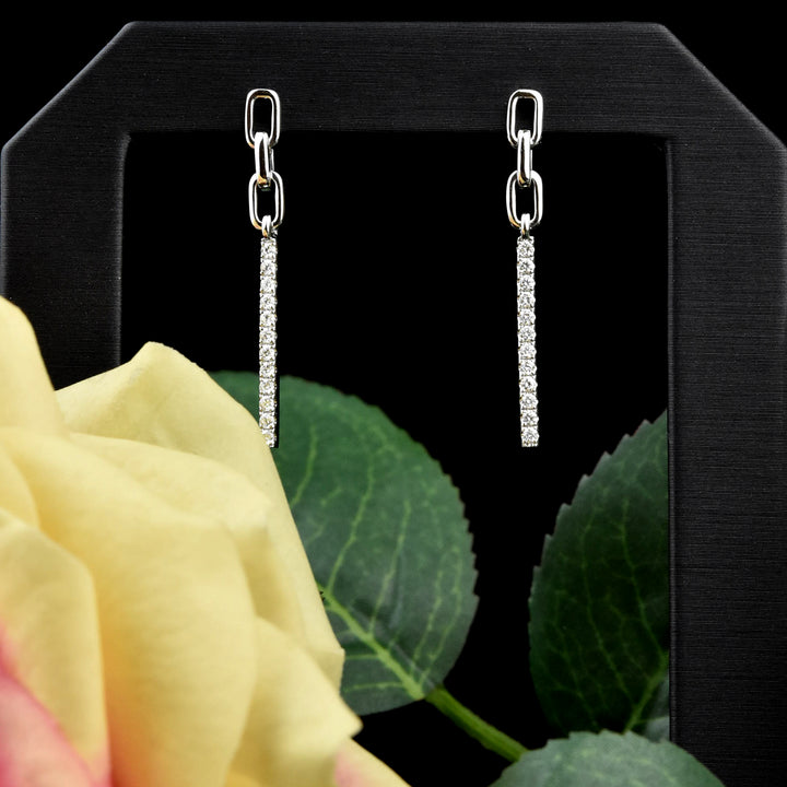 Pave Diamond and White Gold Chain Dangles - Goldmakers Fine Jewelry