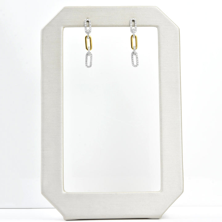 Pave Diamond, Yellow and White Gold Chain Link Earrings - Goldmakers Fine Jewelry
