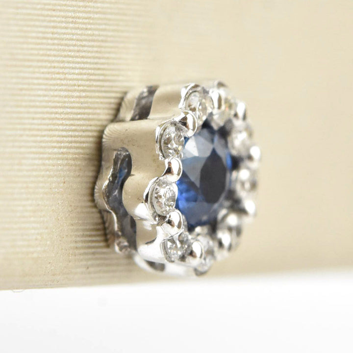 Sapphire and Diamond Floral Halo Studs - Goldmakers Fine Jewelry