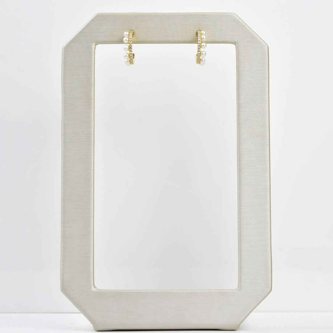 Pearl and Diamond Hoops in Yellow Gold - Goldmakers Fine Jewelry