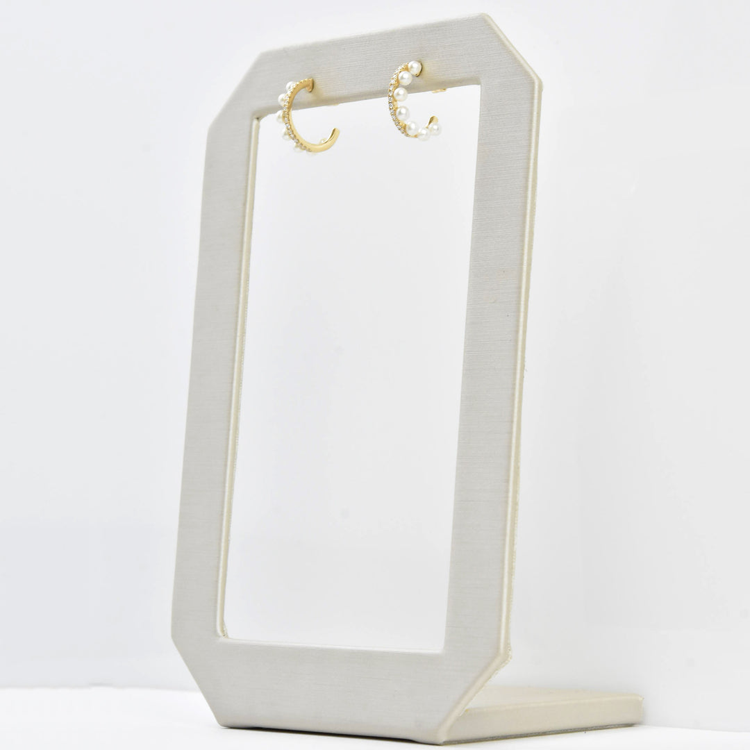 Pearl and Diamond Hoops in Yellow Gold - Goldmakers Fine Jewelry