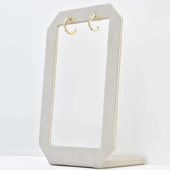 Pearl and Diamond Hoops in Yellow Gold - Goldmakers Fine Jewelry