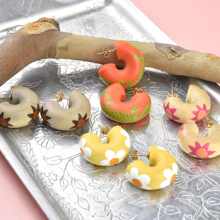 Sunrise Chunk Mini Hoop - Goldmakers Fine Jewelry