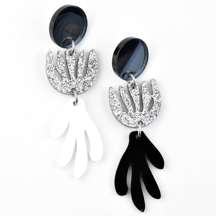 Matisse Post Earrings in White and Black - Goldmakers Fine Jewelry