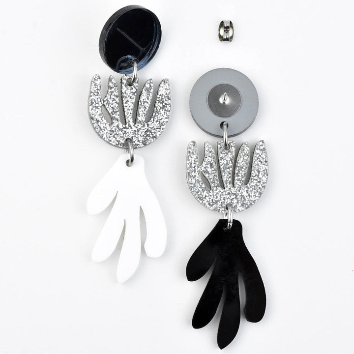 Matisse Post Earrings in White and Black - Goldmakers Fine Jewelry