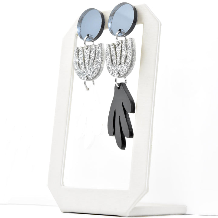 Matisse Post Earrings in White and Black - Goldmakers Fine Jewelry
