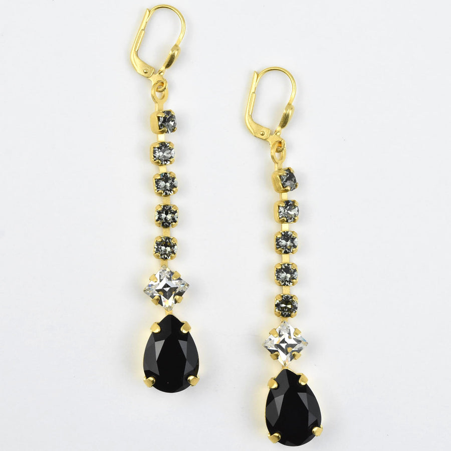 Deco Crystal Dangle Earrings - Goldmakers Fine Jewelry