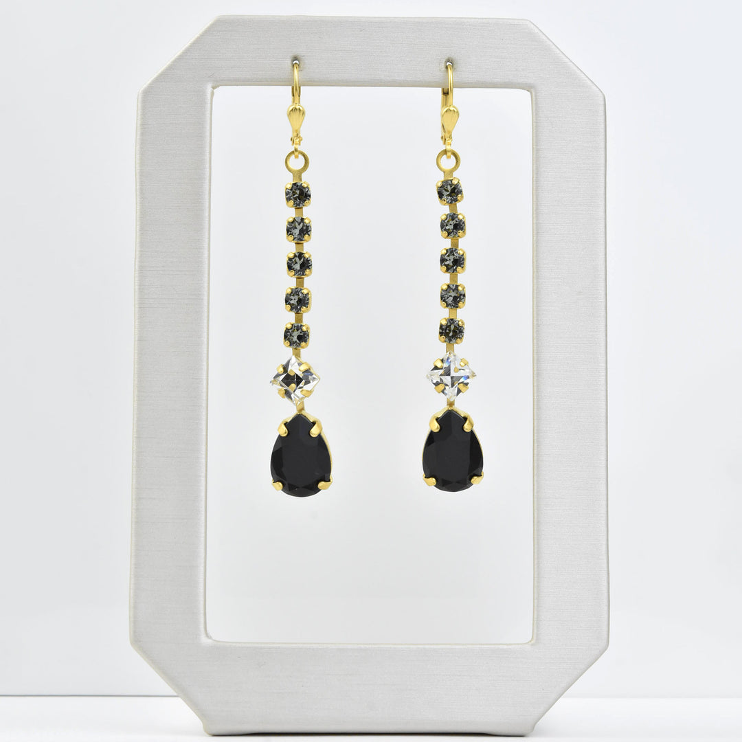 Deco Crystal Dangle Earrings - Goldmakers Fine Jewelry