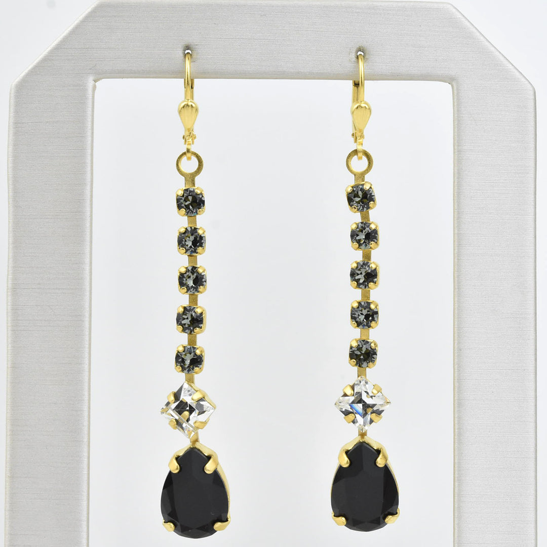 Deco Crystal Dangle Earrings - Goldmakers Fine Jewelry