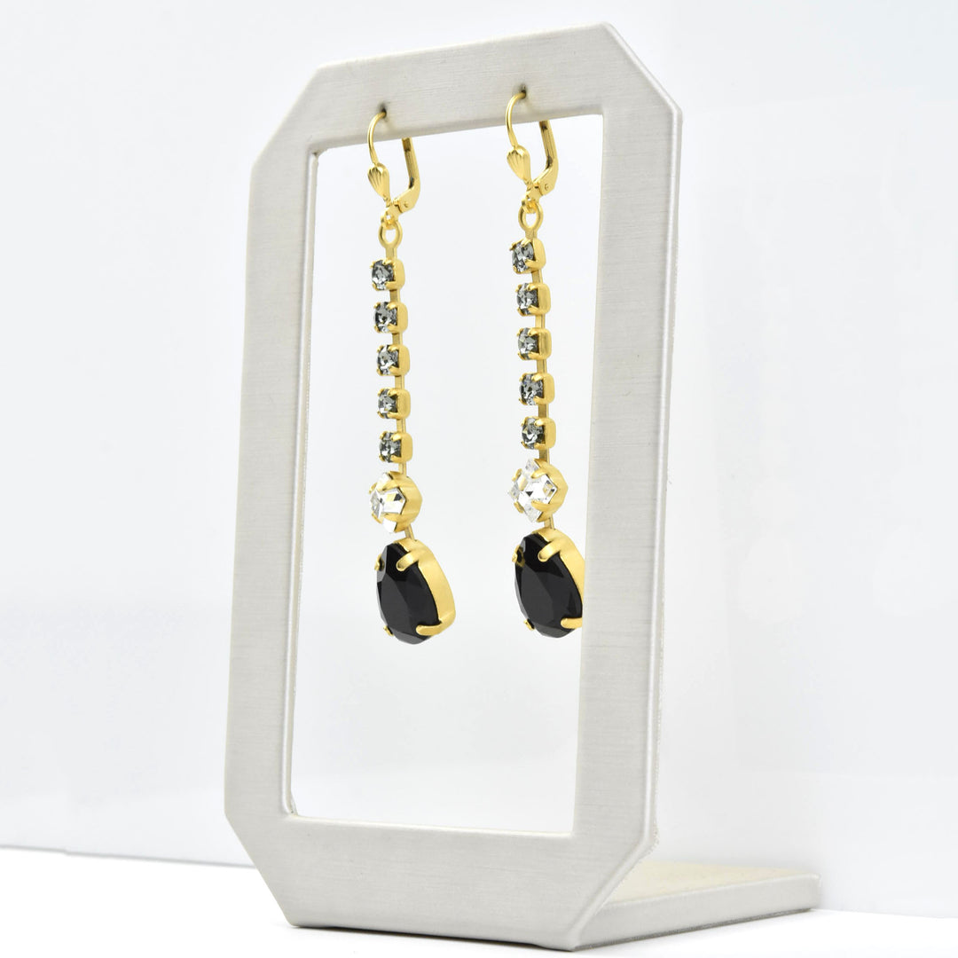 Deco Crystal Dangle Earrings - Goldmakers Fine Jewelry