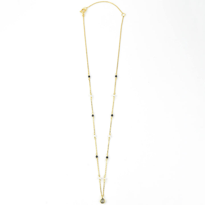 Petite Labradorite & Pearl Necklace - Goldmakers Fine Jewelry