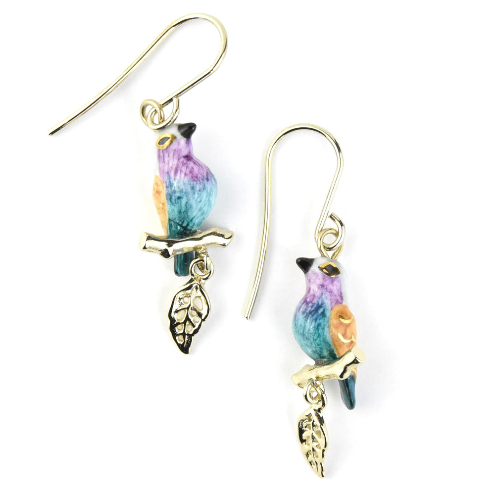 Blue Belly Bird Dangle Earrings - Goldmakers Fine Jewelry