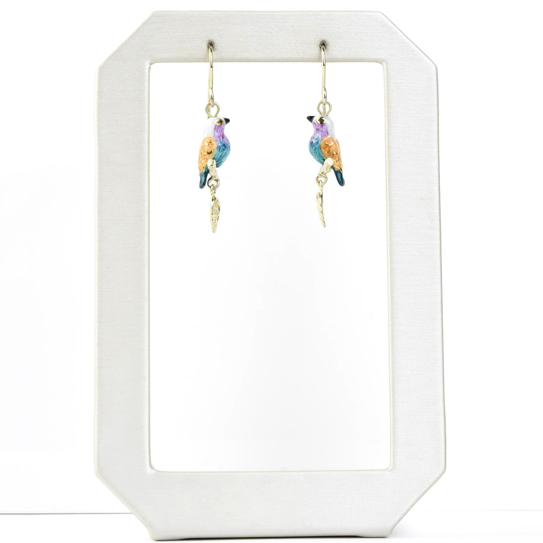 Blue Belly Bird Dangle Earrings - Goldmakers Fine Jewelry