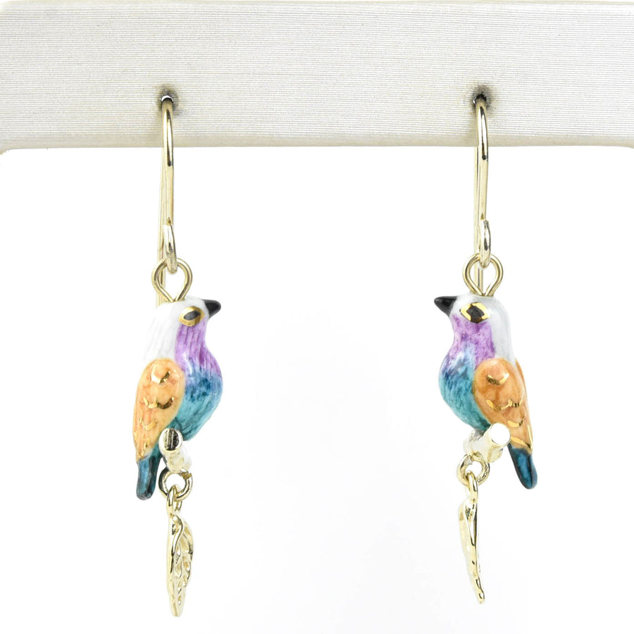 Blue Belly Bird Dangle Earrings - Goldmakers Fine Jewelry