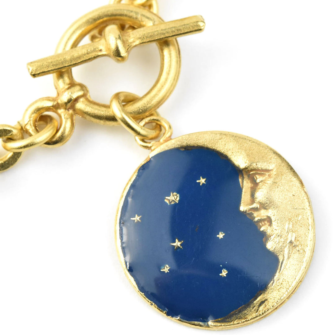 Blue Enamel Moon Bracelet - Goldmakers Fine Jewelry