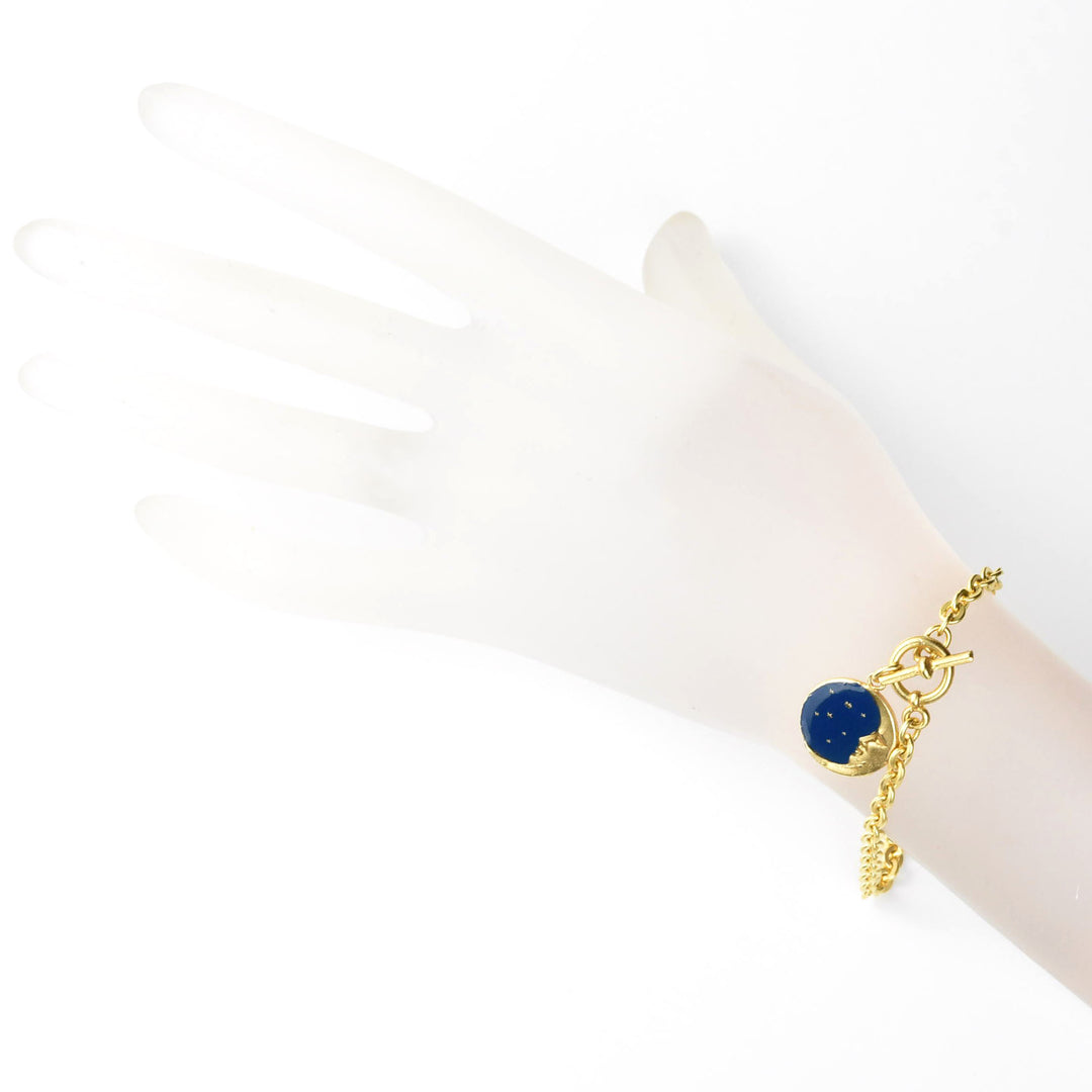 Blue Enamel Moon Bracelet - Goldmakers Fine Jewelry
