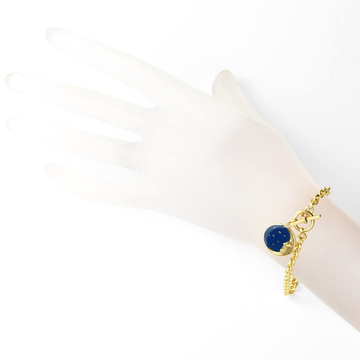 Blue Enamel Moon Bracelet - Goldmakers Fine Jewelry