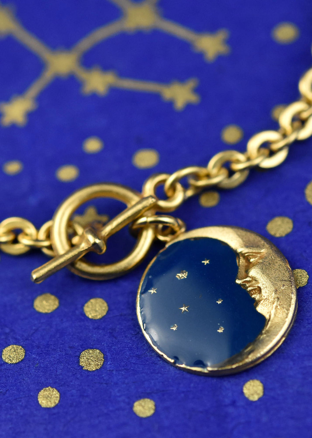 Blue Enamel Moon Bracelet - Goldmakers Fine Jewelry