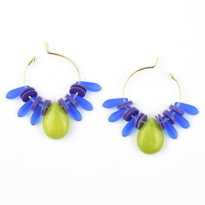 Blue, Green and Purple Mini Hoops - Goldmakers Fine Jewelry