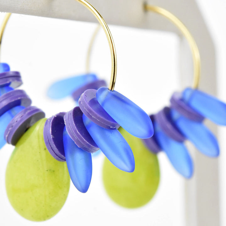 Blue, Green and Purple Mini Hoops - Goldmakers Fine Jewelry