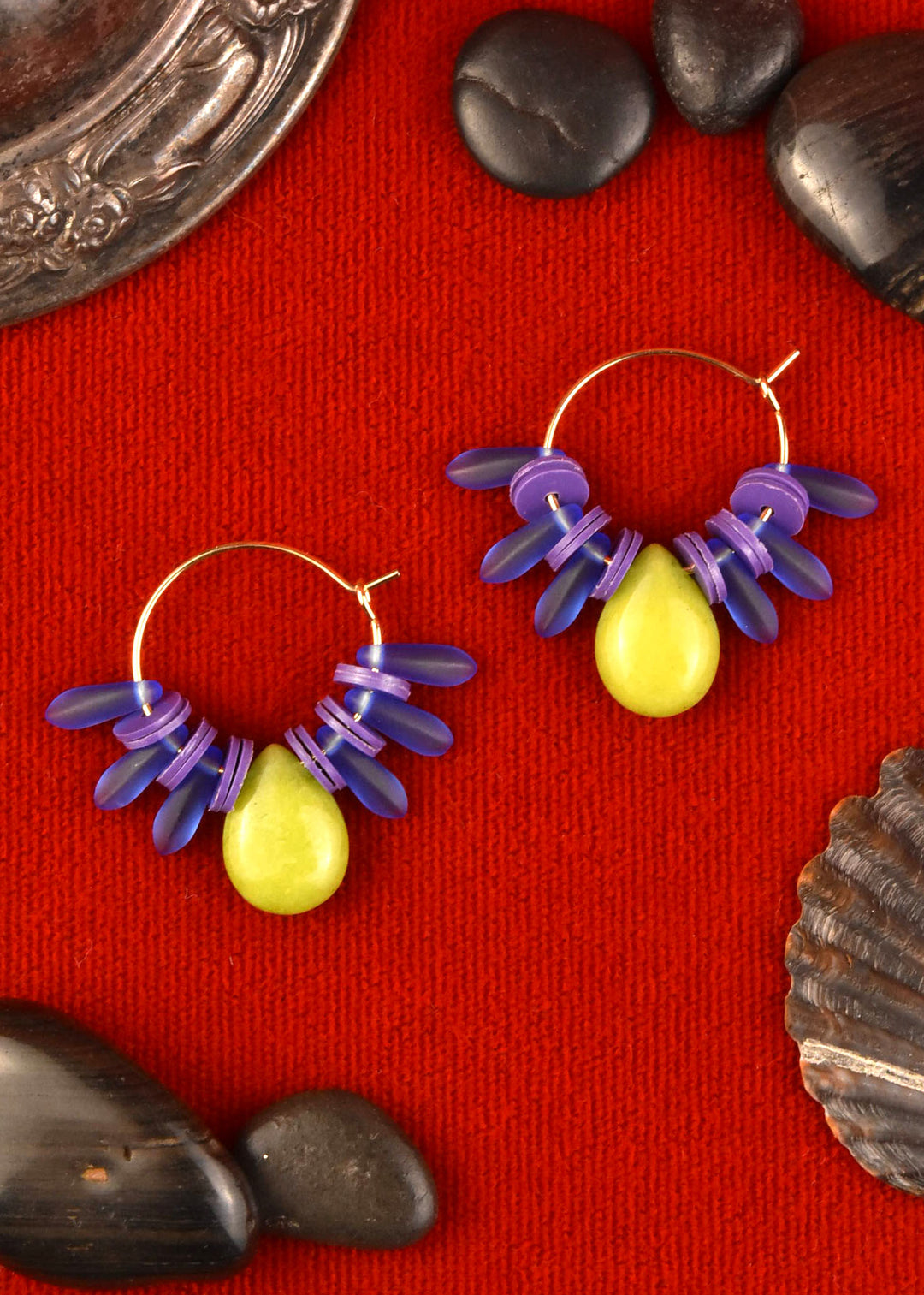 Blue, Green and Purple Mini Hoops - Goldmakers Fine Jewelry