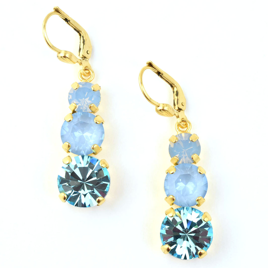 Icy Blue Three Stone Drops - Goldmakers Fine Jewelry