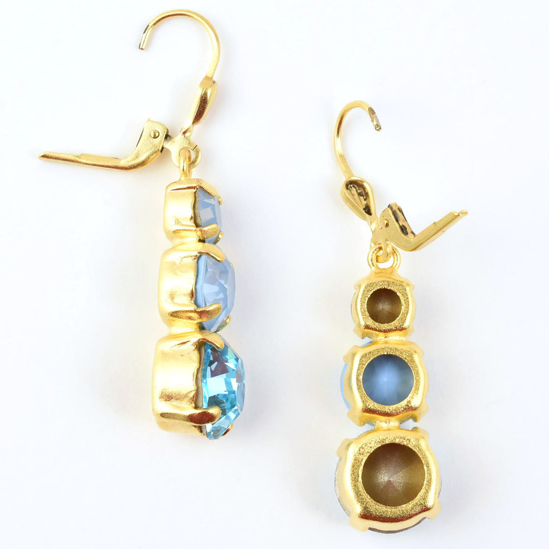 Icy Blue Three Stone Drops - Goldmakers Fine Jewelry