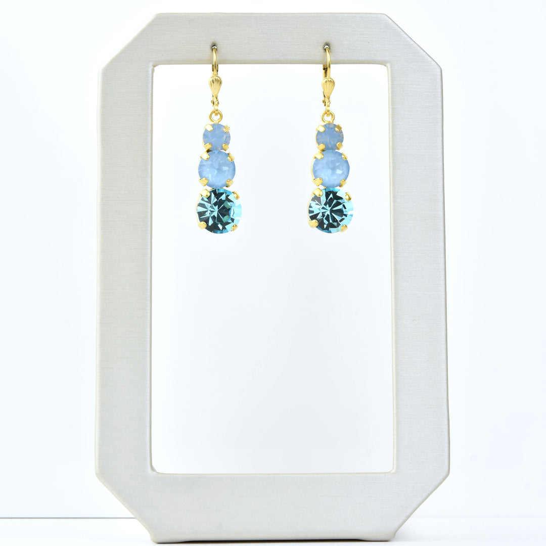 Icy Blue Three Stone Drops - Goldmakers Fine Jewelry