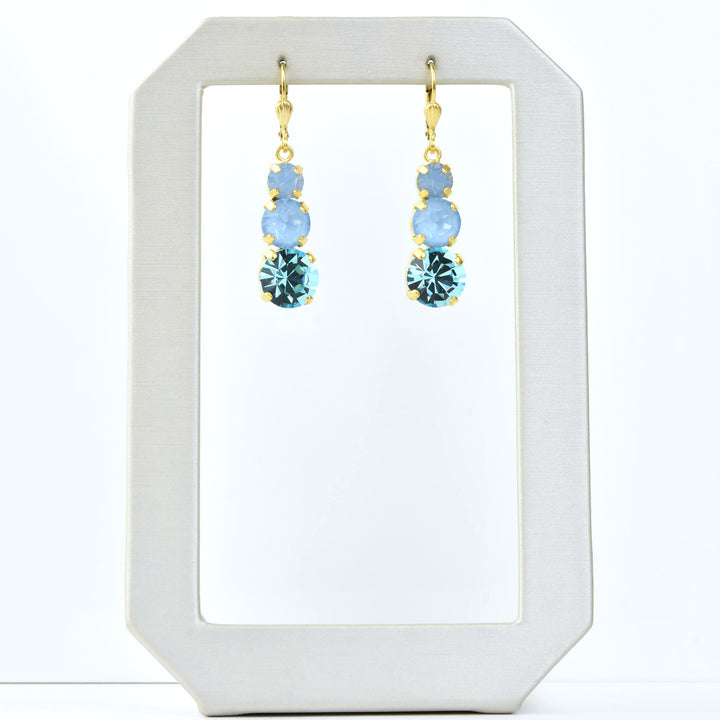 Icy Blue Three Stone Drops - Goldmakers Fine Jewelry