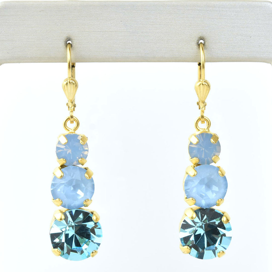 Icy Blue Three Stone Drops - Goldmakers Fine Jewelry