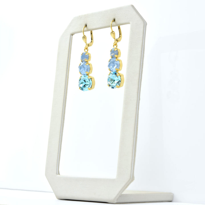 Icy Blue Three Stone Drops - Goldmakers Fine Jewelry