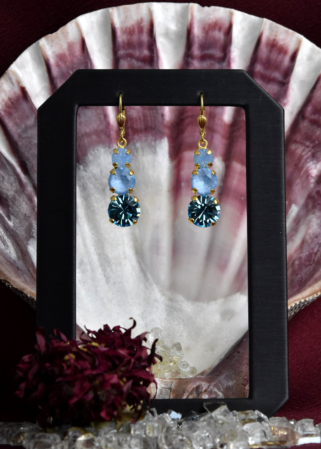 Icy Blue Three Stone Drops - Goldmakers Fine Jewelry