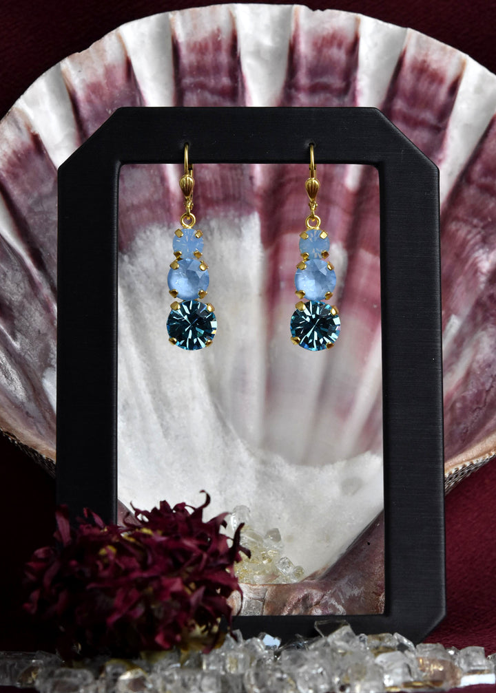 Icy Blue Three Stone Drops - Goldmakers Fine Jewelry