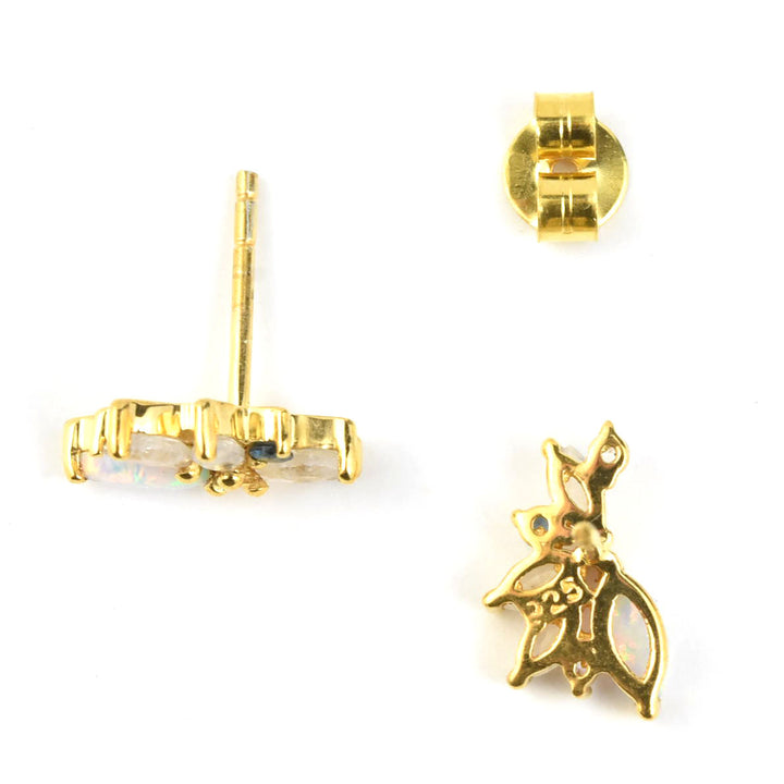 Opal & Cubic Zirconia Butterfly Studs - Goldmakers Fine Jewelry