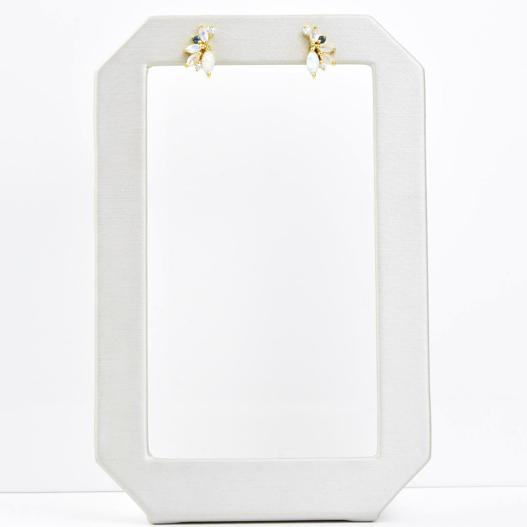 Opal & Cubic Zirconia Butterfly Studs - Goldmakers Fine Jewelry