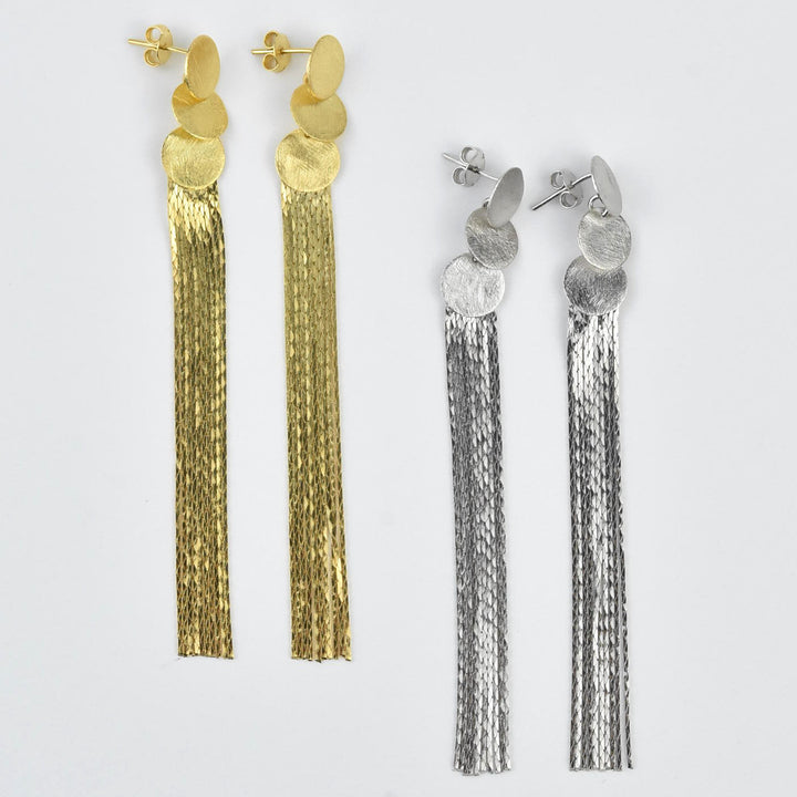 Metallic Tassel Earrings - Goldmakers Fine Jewelry