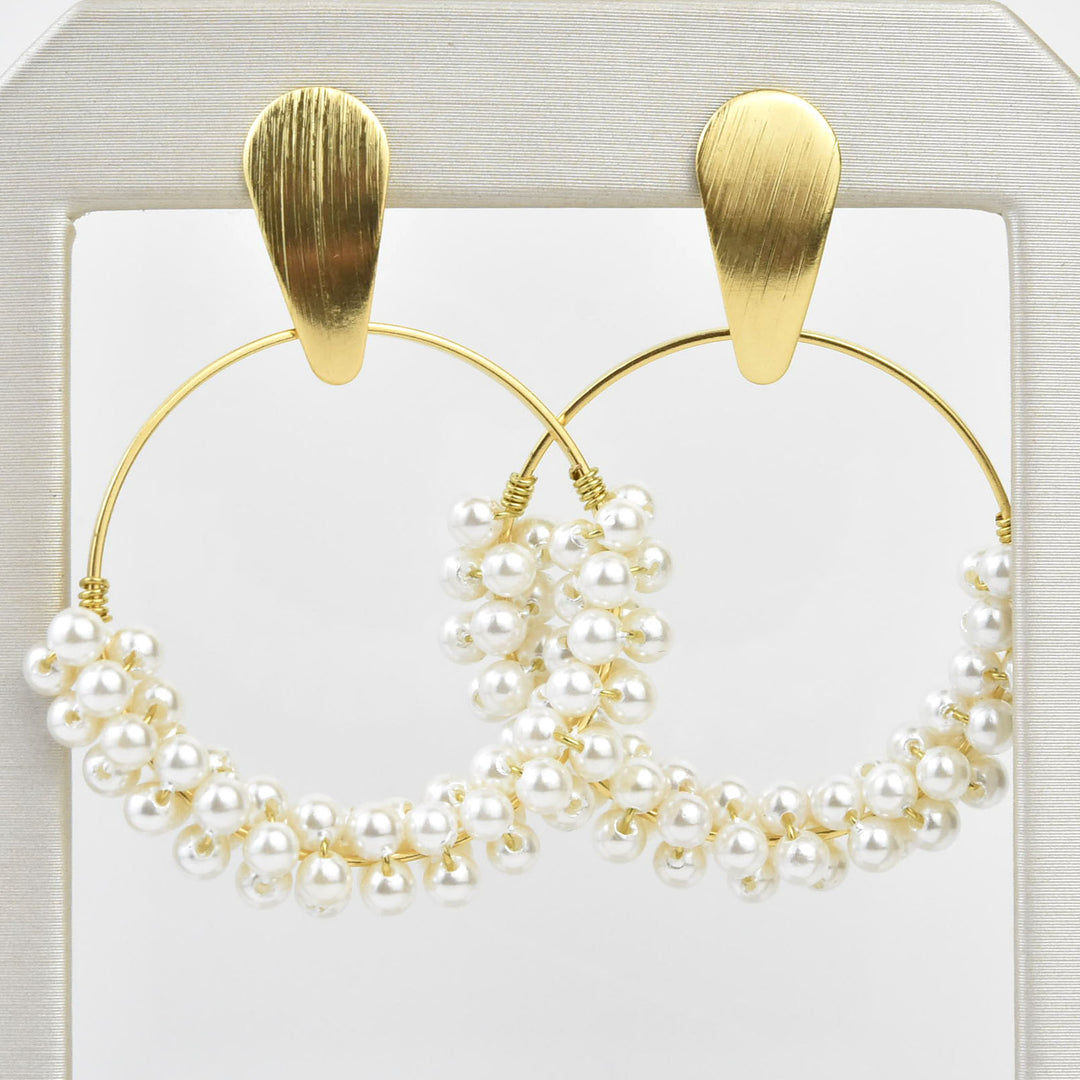 Pearl Circle Earrings - Goldmakers Fine Jewelry