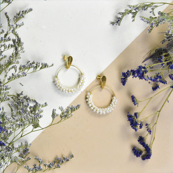 Pearl Circle Earrings - Goldmakers Fine Jewelry
