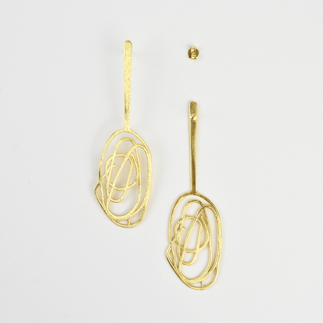 Scribble Drop Earrings - Goldmakers Fine Jewelry
